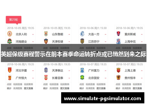 英超保级赛程警示在前本赛季命运转折点或已悄然到来之际